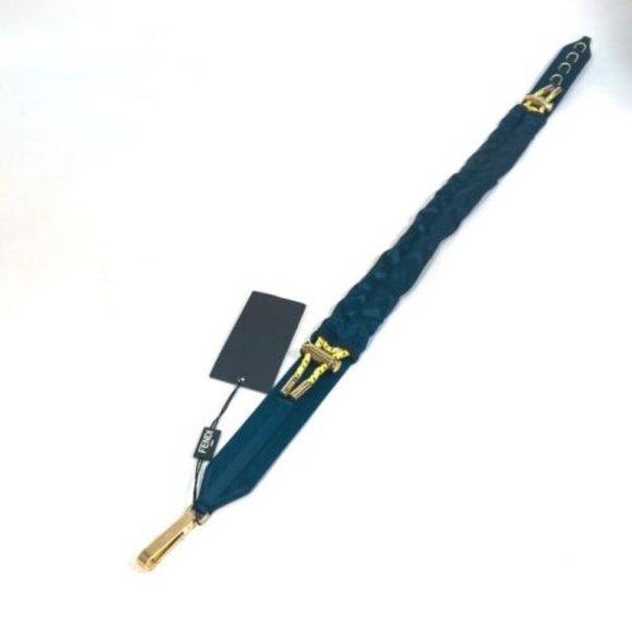 UNUSED FENDI 8C0627 belt Satin Canvas Blue Based - Picture 6 of 10